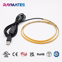 Bande lumineuse LED COB dimmable USB Raymates 5V 5mm Mini 480 LED Effet Météore 7W/m pour la maison, rouleau de 100m, Striscia Led Tira Led