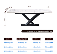 Ensemble de table et de chaises de salle à manger en pierre frittée moderne de luxe, 4 places extensibles, 6 places, appartement, meubles de maison, hôtel, noir/or