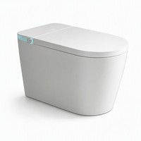 WC intelligent avec bidet électrique, siège chauffant, chasse d'eau automatique, en céramique, design moderne allongé, télécommande, à poser au sol