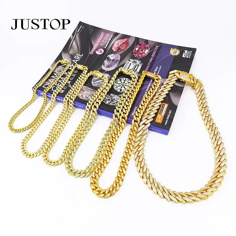 Minimalist ische Zirkon schmuck verkäufer Golden Finish Miami Cuban Link Chain Halskette Herren Hip Hop Schmuck Mode Halsketten