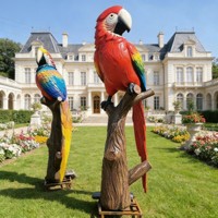 Nouvelle conception, statue de perroquet en résine de grande taille personnalisée pour l'extérieur, sculpture de perroquet en fibre de verre, animal en gros
