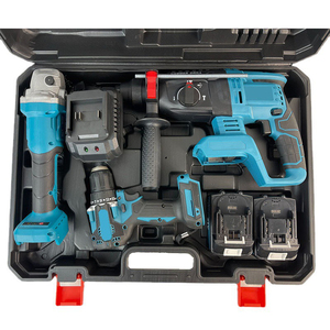 Ensemble d'outils industriels sans fil puissant 3 en 1 comprenant une <span class=keywords><strong>perceuse</strong></span> sans balais, une meuleuse d'angle de 5 pouces, un marteau perforateur de 26 mm - 1 an de garantie, étui rigide - Product Image 2