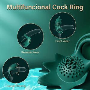 Premium Silikon wasserdichte Cockcomb-förmige <span class=keywords><strong>Penis</strong></span> hülle für Paare Elastic Silky Shared Lover's Ring - Product Image 3