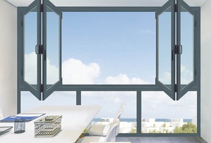 Nhôm Chống Trộm Có Thể Thu Vào An Ninh Trượt Gấp Cửa Sổ <span class=keywords><strong>Grill</strong></span> Cửa Đôi Glaze Thiết Kế - Product Image 2