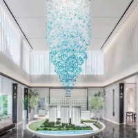 JYLIGHTING Lustre de luxe en verre vert et pierre pour hall d'entrée, support d'installation mondial en usine, alimentation solaire