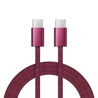 Câble de charge rapide Type C vers Type C 60W PD couleur cerise foncée pour iPhone 18 Pro Max, en alliage d'aluminium et nylon tressé