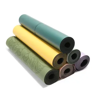 Natural Tree Rubber Polyurethanes PU Yoga Exercise Mat Premium With Alignment Lines