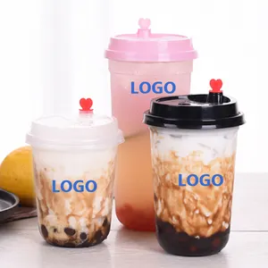 500ml 16oz PP U Shape Cup Clear Disposable Plastic Boba Bubble Milk Tea Camping Take Away Cup