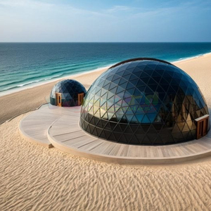 Tente de glamping avec parois en verre transparent, dôme géodésique, tente de glamping en PVC transparent, bois, pour observer les étoiles, tente dôme télescopique - Product Image 3