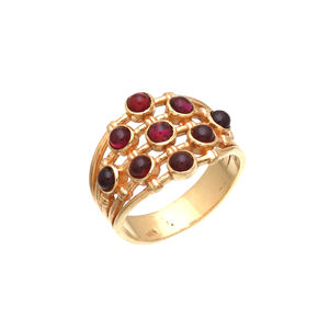 Hot Selling 18K Gold Plated <b>Garnet</b> Stone Birthstone <b>Rings</b> Waterproof Gemstone Jewelry for Wedding and Party Size 18K - Product Image 1