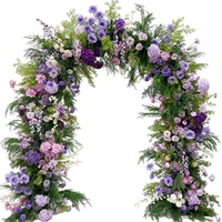Arche de mariage en fleurs artificielles, toile de fond florale en soie, violet, rose, vert, décoration d'événements