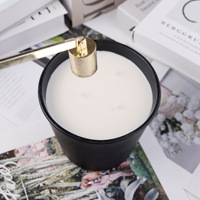 Bougie parfumée en cire de soja sur mesure, haut de gamme, en verre givré noir, grande capacité, pour la décoration de chambre à coucher, souvenirs