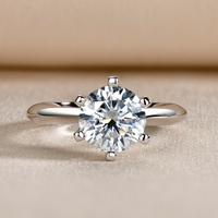 Bague de Fiançailles et de Mariage Solitaire Moissanite Personnalisée 0.5CT 1CT 2CT 3CT VVS D en Argent Sterling 925 pour Femme avec Certificat GRA