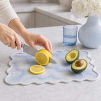 Set de table coréen traditionnel en silicone de luxe, écologique, motif marbre, bord festonné, imperméable, résistant à la chaleur, pour la décoration de la salle à manger.