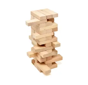 Khối gỗ xếp chồng trò chơi, 48 mảnh khối gỗ cổ điển để xây dựng, lật đổ và nhào lộn trò chơi.