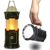 2025 lumière solaire Portable pliable LED lampe de poche scène flamme effet lampe Camping en plein air randonnée tente lanterne lumière