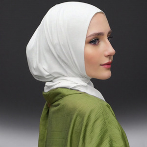 Bonnet intérieur Hijab uni à couvrance totale pour femme musulmane, sous-bonnet islamique à nouer en jersey modal, Hijab instantané avec sangles - Product Image 2