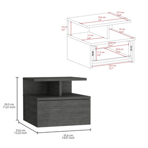 Adele Floating Nightstand With Drawer And <b>Open</b> Storage Shelves For Bedroom Use - Product Image 3