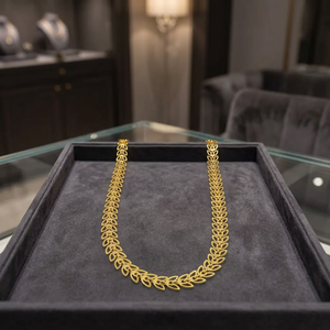 Wholesale 14K18K24K Micron Gold Leaf Pattern Chain Necklace, Brass Fashion Chains, Modern Chain Design, Leaf Pattern Style Chain - Product Image 3