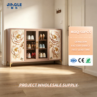 Meuble à chaussures de luxe moderne en acier avec portes vitrées, grande capacité, pour salon, meuble de rangement autoportant