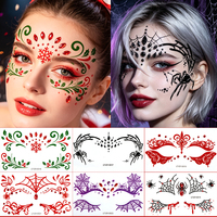Stiker Kristal Berhias Rhinestone, Mutiara, dan Payet Renda 3D Kupu-kupu Merah OEM Khusus untuk Pesta Halloween