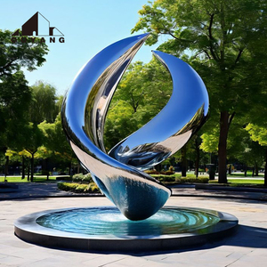 Sculptures <span class=keywords><strong>de</strong></span> <span class=keywords><strong>lune</strong></span> en acier inoxydable modernes <span class=keywords><strong>de</strong></span> grande taille pour <span class=keywords><strong>la</strong></span> décoration extérieure des hôtels et villas QUYANG, <span class=keywords><strong>avec</strong></span> éclairage - Product Image 2