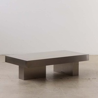 Table basse rectangulaire moderne et minimaliste en acier inoxydable, style luxe léger, design haut de gamme, modèle créatif, mobilier de maison
