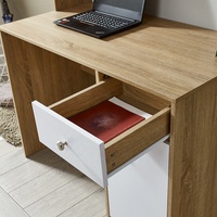 Table d'ordinateur moderne avec design en chêne, table d'étude pour enfants avec étagère à livres