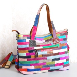 Ando <b>Bag</b> Genuine Sheepskin <b>Leather</b> Tote Handbag Women Colorful Floral Patchwork Shoulder Crossbody <b>Bag</b> - Product Image 2