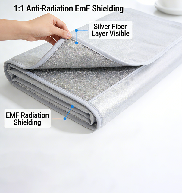 Latest Durable Anti Radiation EMF Shielding Silver Fiber Coated Blanket Solid Plain Woven for Home Travel for Pregnant Women