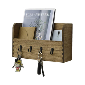 Hot Sale Wooden Wall-mounted Mail Organizer Hallway Storage Rack with Key Holder