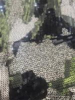 Nouveau tissu en maille sergé écologique imprimé à sequins verts pour robes, jupes et costumes de scène pour filles