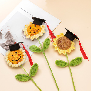 Sombrero Académico de Graduación con Girasol Sonriente, <span class=keywords><strong>Flores</strong></span> Artificiales Tejidas a Mano, para la Ceremonia de Graduación de Estudiantes - Product Image 3