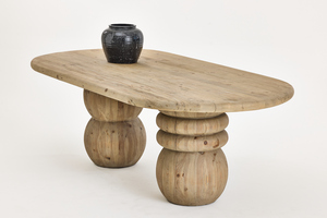 Bàn Ăn Gỗ thông rắn với thiết kế Nhật Bản, thích hợp cho văn phòng tại nhà và khách sạn kiểu trang trại, với đôi chân không đều. - Product Image 6