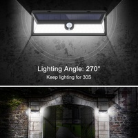 Lampes solaires murales de jardin OEM pour extérieur, 118 LED, étanches IP65, avec détecteur de mouvement, lumière du jour 6000K et design portable