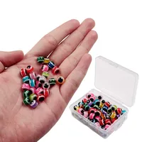 LUSHAZER 100 pcs/Box 3D Fish Eyes 5mm 6mm 8mm Perles de pêche en plastique Space Beans Accessoire pour la fabrication de leurres Bass Fishing in Lake