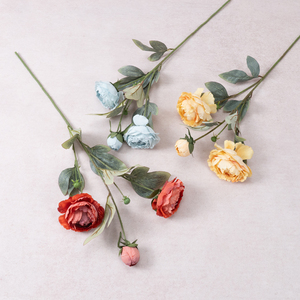 French-style 3-head Oil Painting Peony Silk Artificial Flowers <b>Wedding</b> Photo Matching <b>Bouquet</b> with Styling - Product Image 4