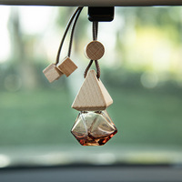 Diffuseur de parfum pour voiture en verre vide de 8 ml, en forme de cylindre triangulaire en bois marron, avec impression sérigraphiée