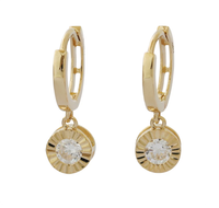 Boucles d'oreilles pendantes CZ plaquées or pour femmes, délicates, serties de pierres rondes, minimalistes, polyvalentes, bijoux fins pour le quotidien, vente en gros