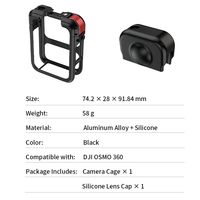 Boîtier métallique pour cage de caméra Osmo 360 en aluminium avec cadre de protection anti-rayures et capuchon d'objectif portable