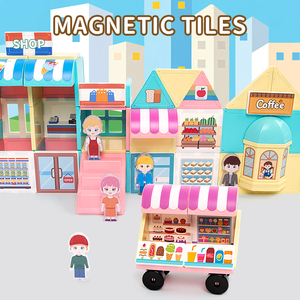 Ensemble de tuiles magnétiques, blocs de construction 3D <span class=keywords><strong>DIY</strong></span> pour café et marché aux fruits, jouet éducatif STEM pour jeu d'imitation, cadeau pour filles - Product Image 5