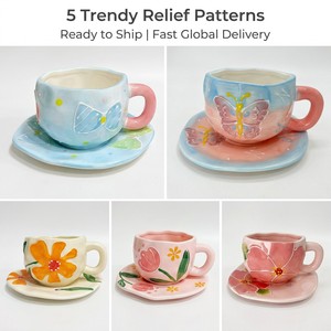 Tasses à café en porcelaine peintes à la main coréennes, tasses à lait, mug en céramique, passe au micro-ondes et au lave-vaisselle, pour cadeau, pâtisserie, gâteau d'anniversaire - Product Image 2