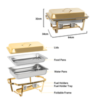 Ensemble buffet chauffe-plat pliable en or 9L en acier inoxydable chauffe-plats de luxe pour soupe traiteur pas cher pour hôtel présentation de fête de mariage