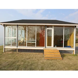 Prefabricated Glass House Modern Luxury Modular Home Portable Clear Roof Glass Standing Sunroom
