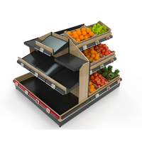 Modern ontworpen dubbelzijdige houten displaystandaard voor vers fruit en groenten, supermarkt rek, heavy duty, groothandel uit de fabriek