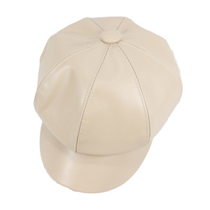 HZO-18140 Chapeau de vendeur de journaux, Cuir PU Plaine Taxi Visière Béret Gatsby Lierre Casquettes pour Femmes - Product Image 3