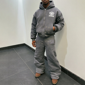 กางเกงวอร์มขายาวทรงสกินนี่ผ้าเฟรนช์เทอร์รี่แบบวินเทจสุดหรู ตกแต่งด้วยรูระบายอากาศ สไตล์ลำลองสำหรับผู้ชาย เหมาะสำหรับฤดูร้อน - Product Image 1