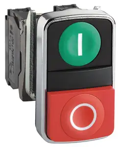 NewTrend XB4BL73415 1 зеленый налет с маркировкой и 1 красный выступающий с пометкой о 1NO 1NC 22 мм металлический с двойной головкой кнопочный переключатель
