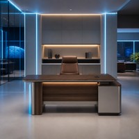 Escritorio Ejecutivo de MDF Grado E1, Mesa Inteligente para Gerentes con Carga Inalámbrica, 3H de Dureza de Pintura, Muebles de Oficina Profesionales