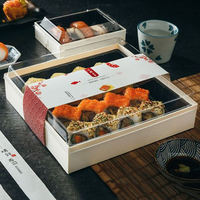 Boîte à sushi jetable à usage industriel, Zhejiang, épaisseur 0,5 mm, en pulpe de canne à sucre, PET, PP, plastique, compartiment double couche, boîte personnalisée